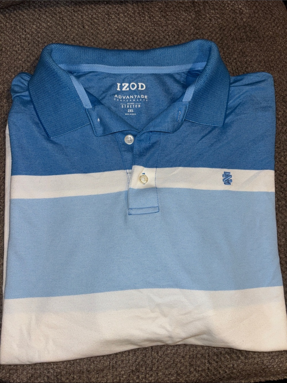 Izod Men's Light & Medium Blue Striped Polo